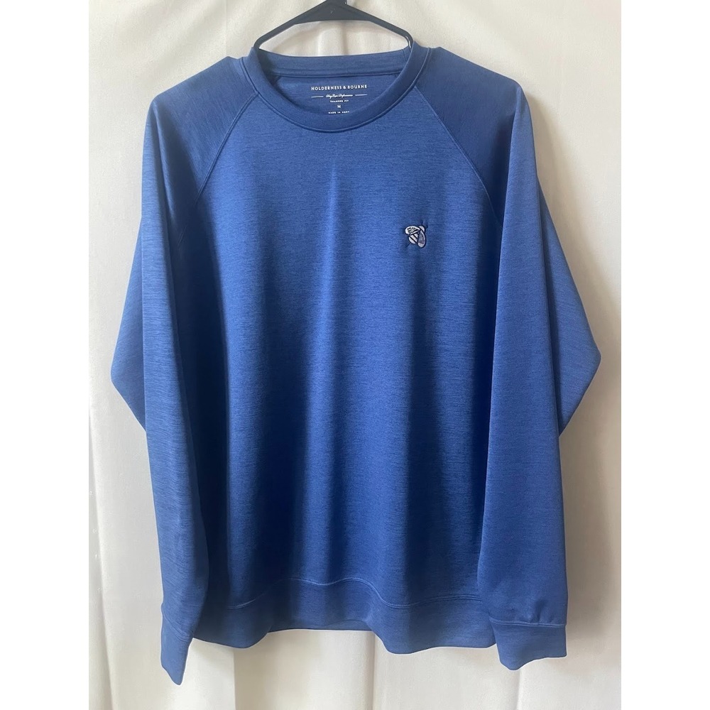 Holderness & Bourne Golf Men's Performance Sweater Bee Logo Blue Size Medium